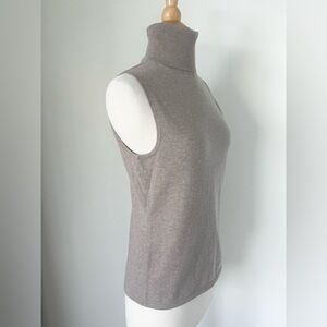 Ralph Lauren Black Label Sleeveless Turtleneck Taupe Cashmere Sweater Medium